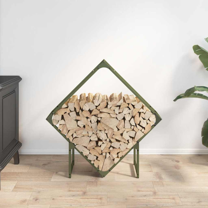 Brennholzregal Olivgrün 80x25x80 cm Kaltgewalzter Stahl