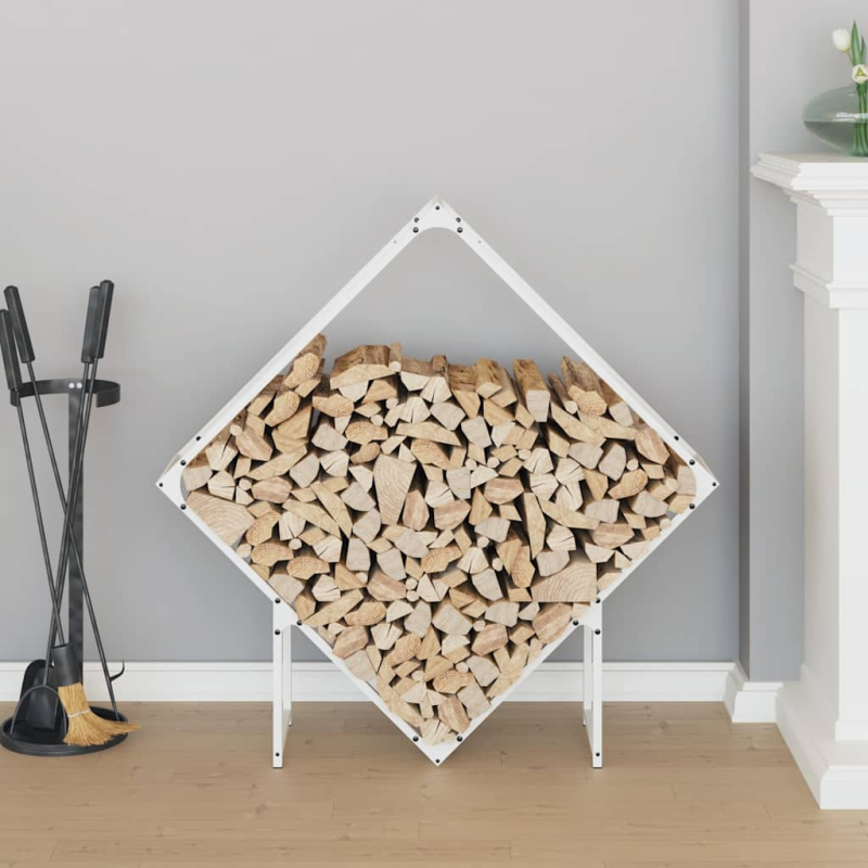 Brennholzregal Weiß 100x25x100 cm Kaltgewalzter Stahl