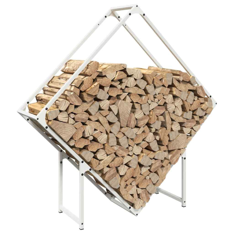 Brennholzregal Weiß 100x25x100 cm Kaltgewalzter Stahl