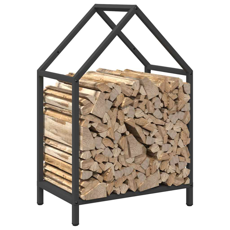 Brennholzregal Schwarz 40x25x60 cm Kaltgewalzter Stahl