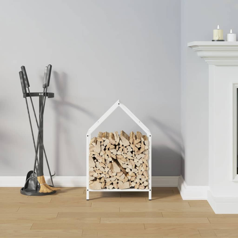 Brennholzregal Weiß 40x25x60 cm Kaltgewalzter Stahl