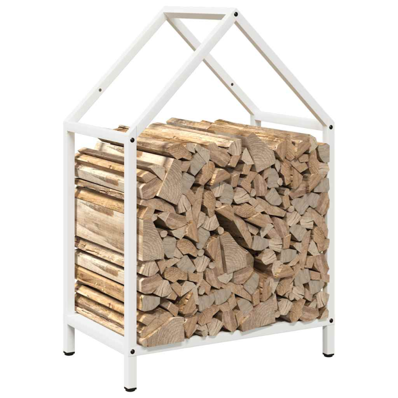 Brennholzregal Weiß 40x25x60 cm Kaltgewalzter Stahl