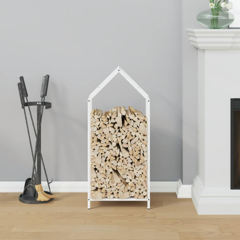 Brennholzregal Weiß 40x25x90 cm Kaltgewalzter Stahl