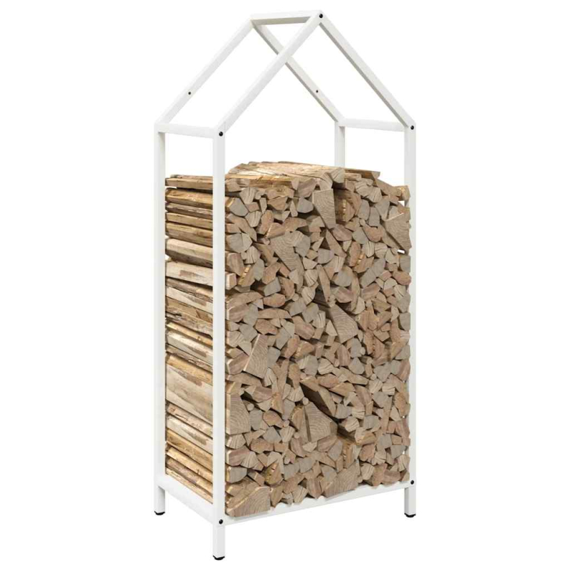 Brennholzregal Weiß 40x25x90 cm Kaltgewalzter Stahl