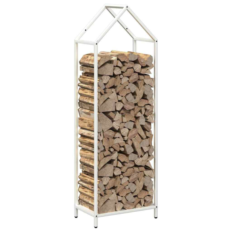 Brennholzregal Weiß 40x25x120 cm Kaltgewalzter Stahl