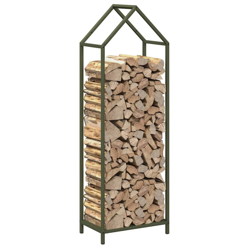 Brennholzregal Olivgrün 40x25x120 cm Kaltgewalzter Stahl