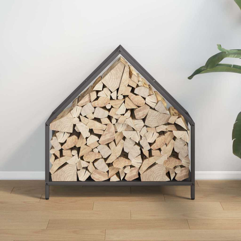 Brennholzregal Schwarz 60x25x60 cm Kaltgewalzter Stahl