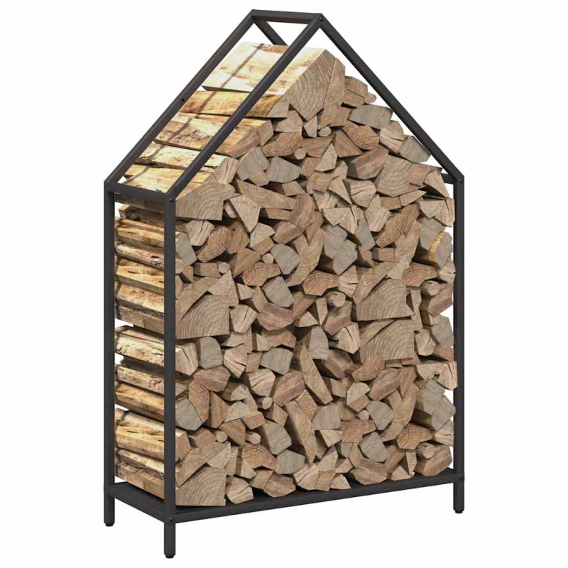 Brennholzregal Schwarz 60x25x90 cm Kaltgewalzter Stahl