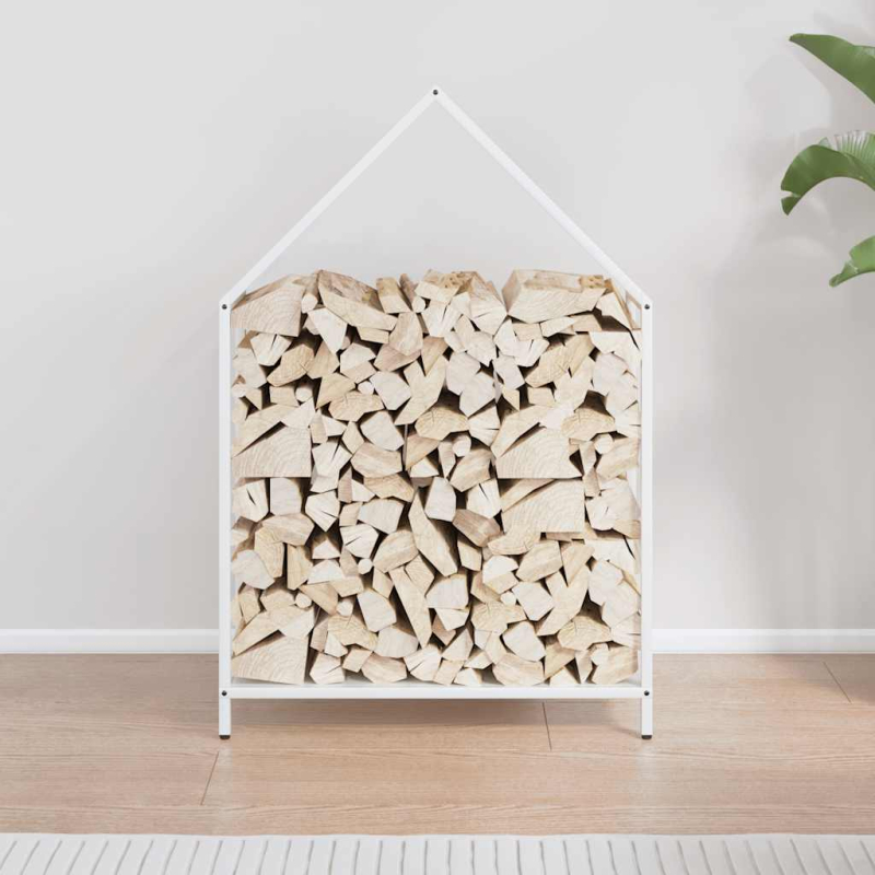 Brennholzregal Weiß 60x25x90 cm Kaltgewalzter Stahl