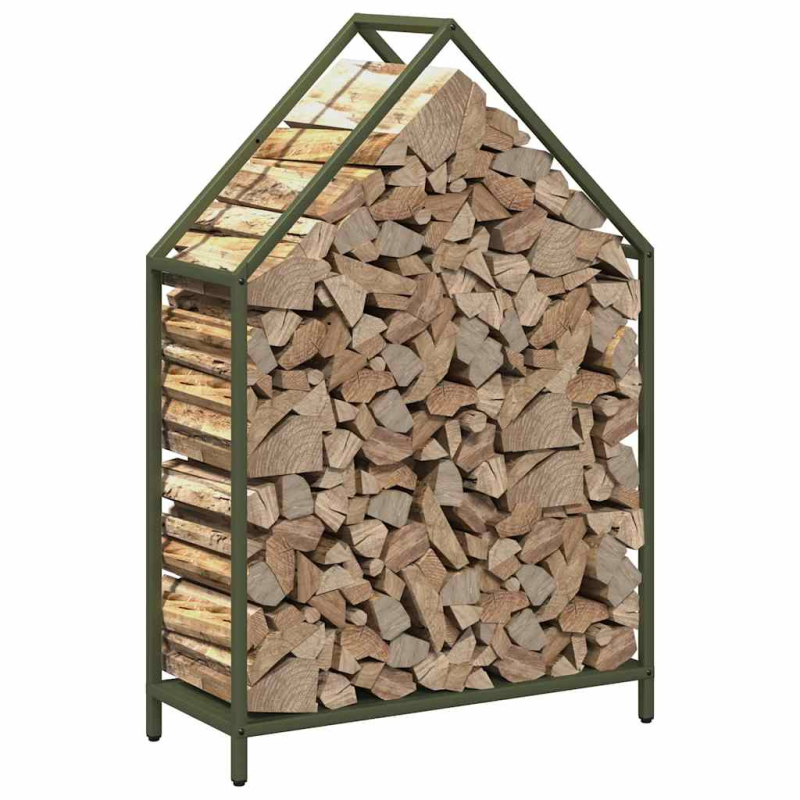 Brennholzregal Olivgrün 60x25x90 cm Kaltgewalzter Stahl