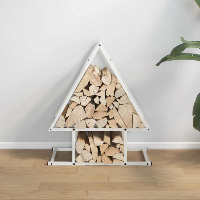 Brennholzregal Weiß 50x25x60 cm Kaltgewalzter Stahl