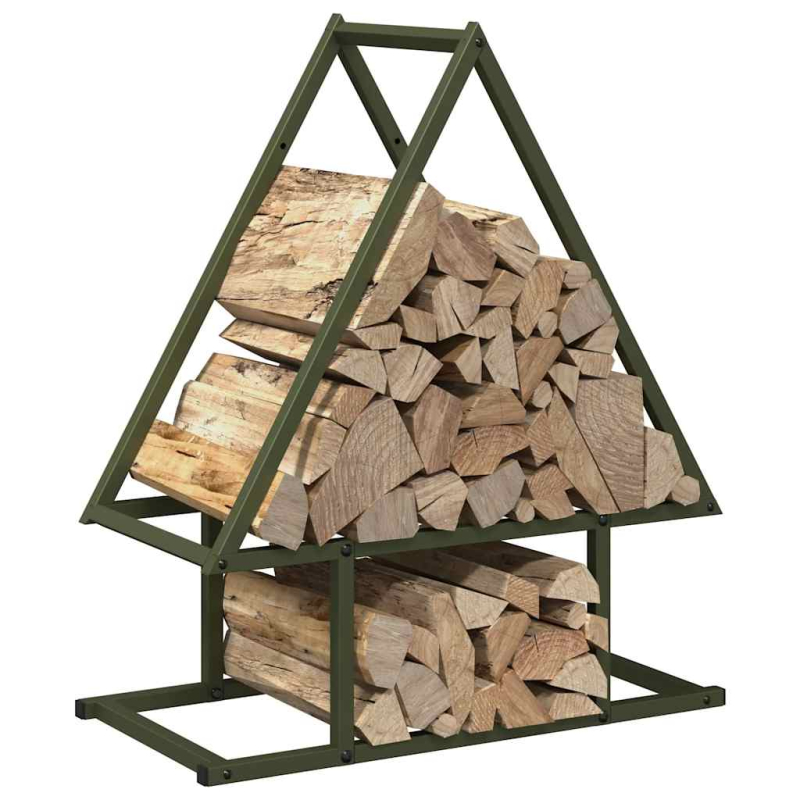 Brennholzregal Olivgrün 50x25x60 cm Kaltgewalzter Stahl