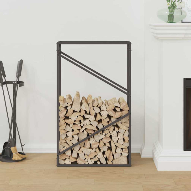 Brennholzregal Schwarz 60x25x100 cm Kaltgewalzter Stahl
