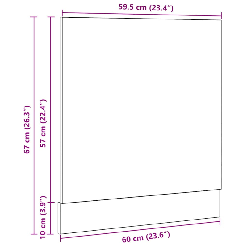 Geschirrspülerblende Schwarz Eichen-Optik 60x1,5x67 cm