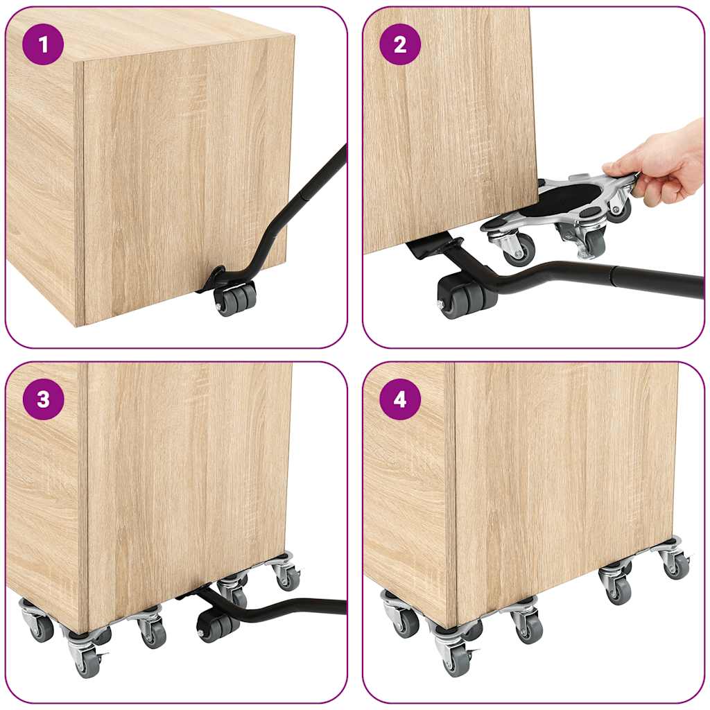 Möbelrollen 4 Stk. mit Heber 15,5x15,5x5,5 cm Stahl 1000 kg