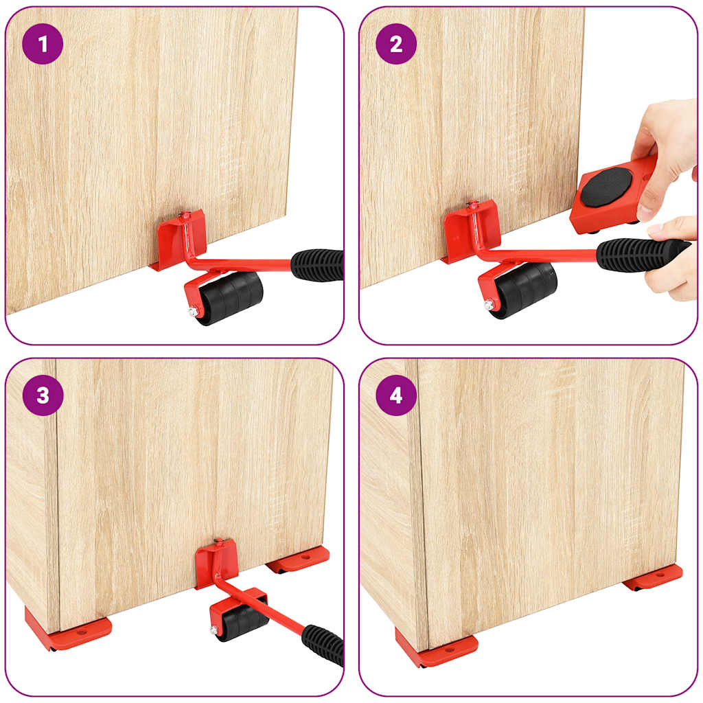 Möbelrollen 8 Stück mit Hebern Rot 9,8x7,5x3 cm 150 kg