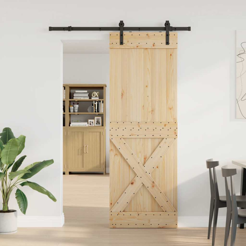 Schiebetür mit Beschlag 80x210 cm Massivholz Kiefer