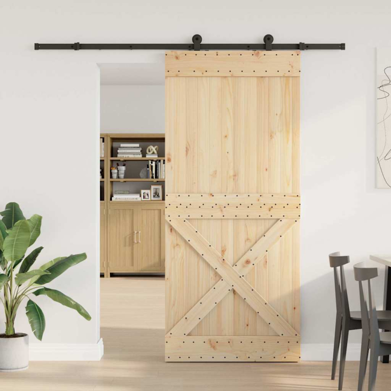 Schiebetür mit Beschlag 100x210 cm Massivholz Kiefer