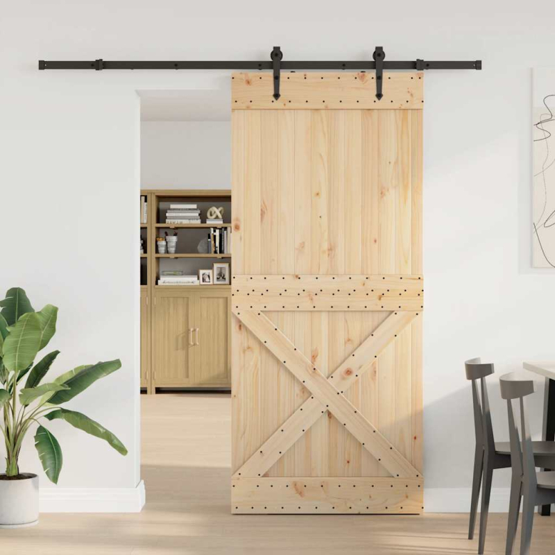 Schiebetür mit Beschlag 100x210 cm Massivholz Kiefer