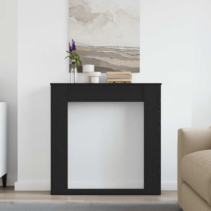 Kaminumrandung Schwarz Eichen-Optik 100x20x100 cm Holzwerkstoff