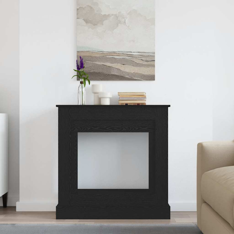 Kaminumrandung Schwarz Eichen-Optik 90x30x90 cm Holzwerkstoff