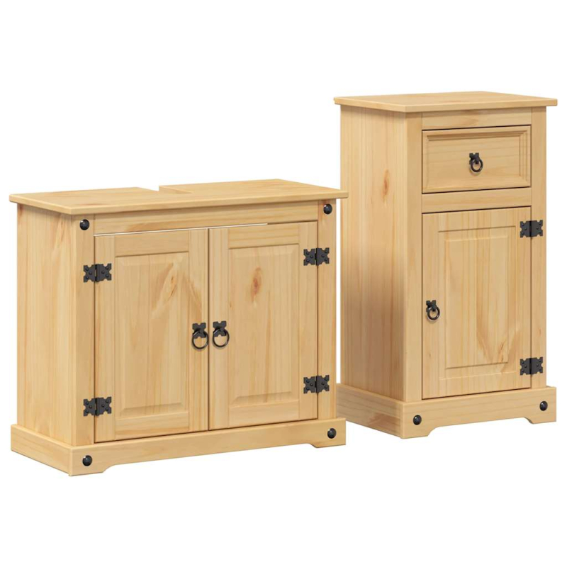 2-teiliges Badmöbel-Set Corona Massivholz Kiefer