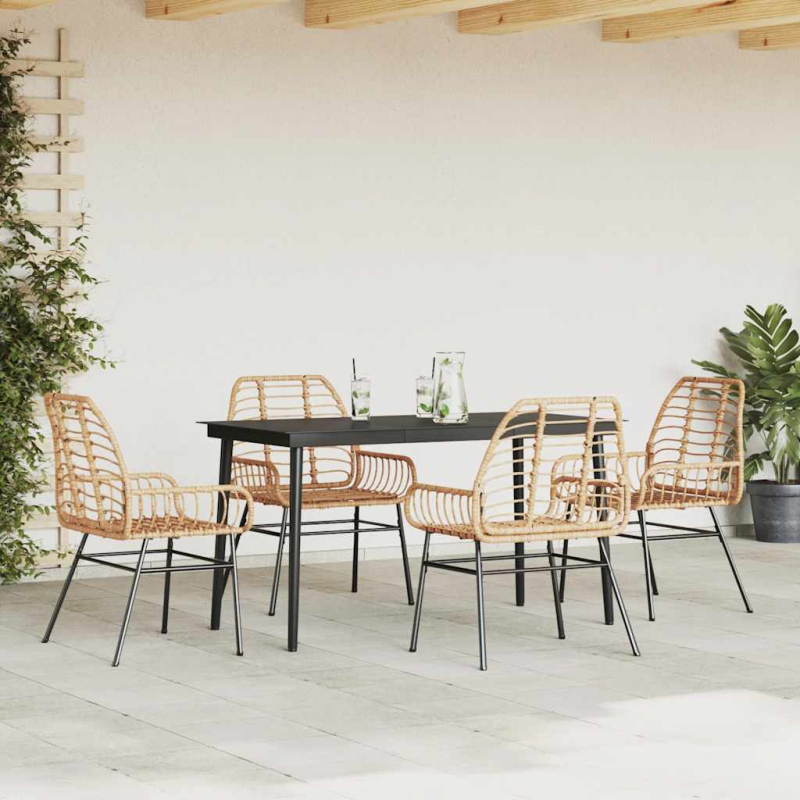 5-teiliges Garten-Esszimmerset Braunes Polyrattanglas