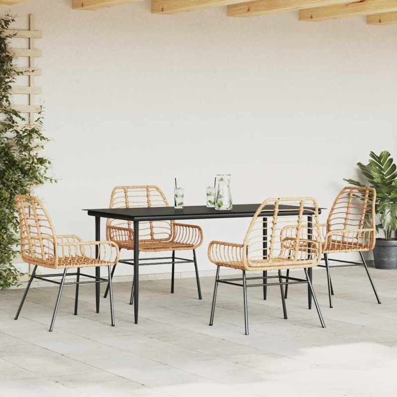 5-teiliges Garten-Esszimmerset Braunes Polyrattanglas