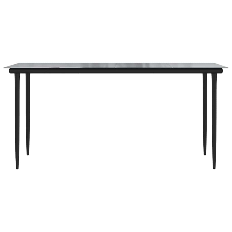 7-tlg. Garten-Essgruppe mit Kissen Schwarz Poly Rattan Glas