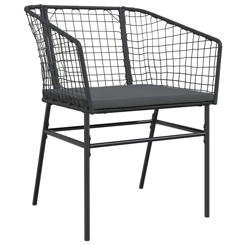 9-tlg. Garten-Essgruppe mit Kissen Schwarz Poly Rattan Glas