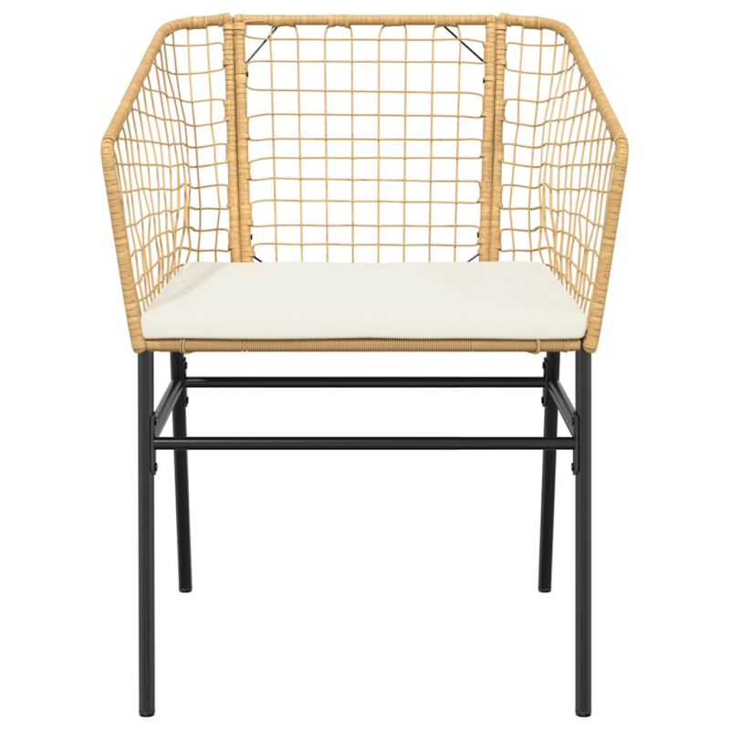 3-tlg. Garten-Essgruppe mit Kissen Braun Poly Rattan Glas