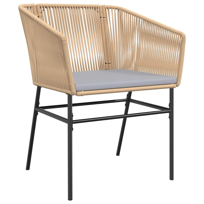 5-tlg. Garten-Essgruppe mit Kissen Braun Poly Rattan Glas
