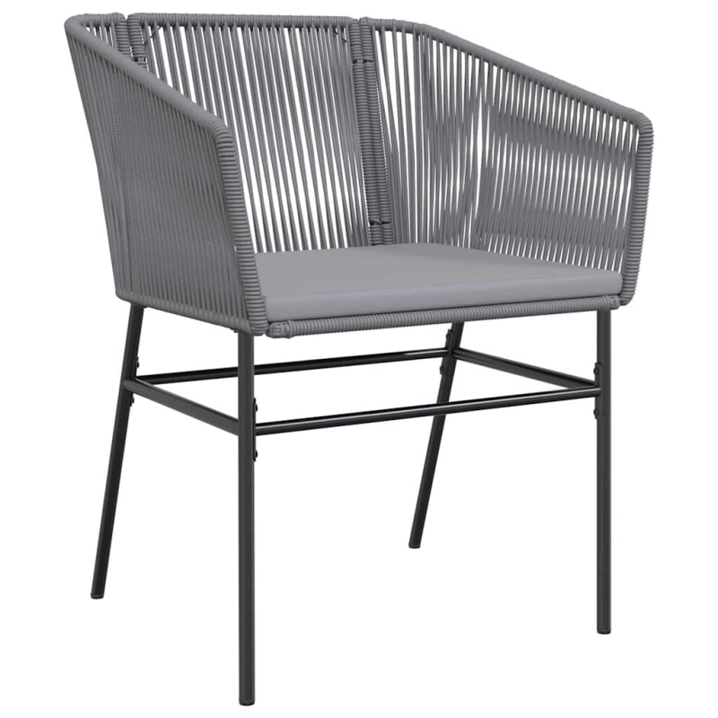 5-tlg. Garten-Essgruppe mit Kissen Grau Poly Rattan Glas