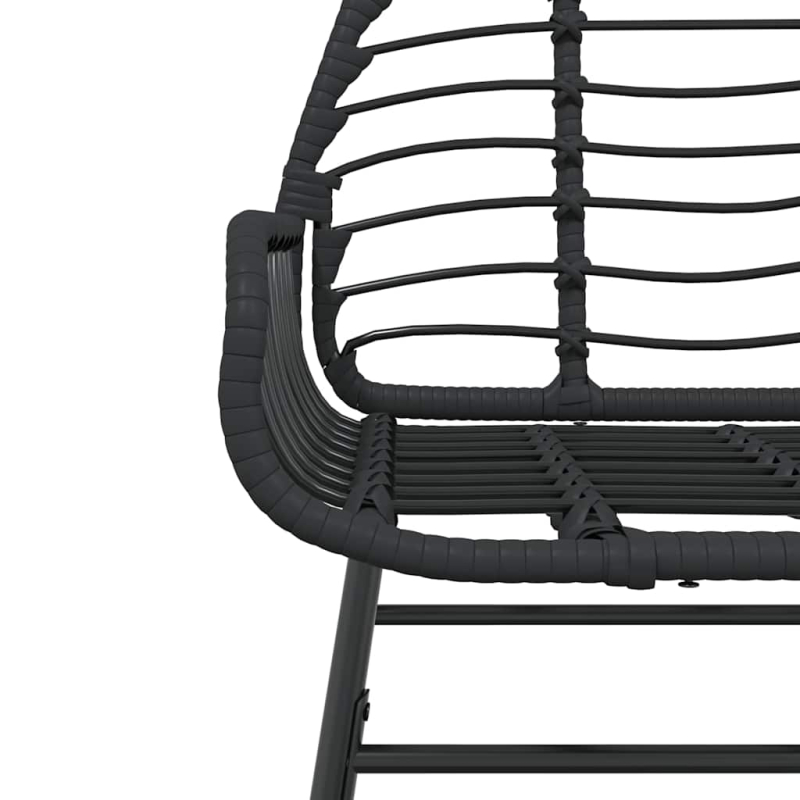 7-teiliges Garten-Esszimmerset aus schwarzem Polyrattanglas