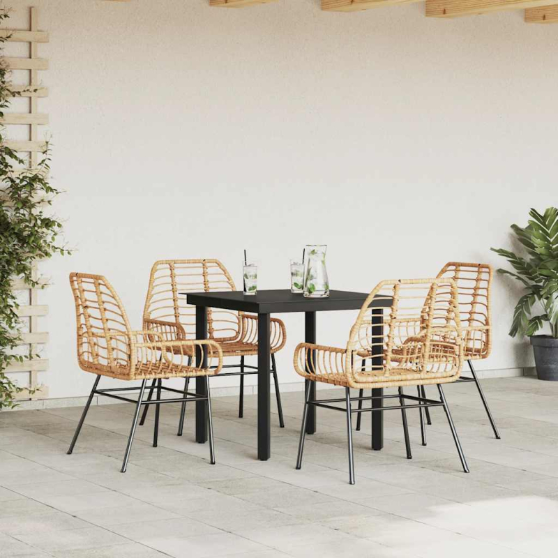 5-teiliges Garten-Esszimmerset Braunes Polyrattanglas
