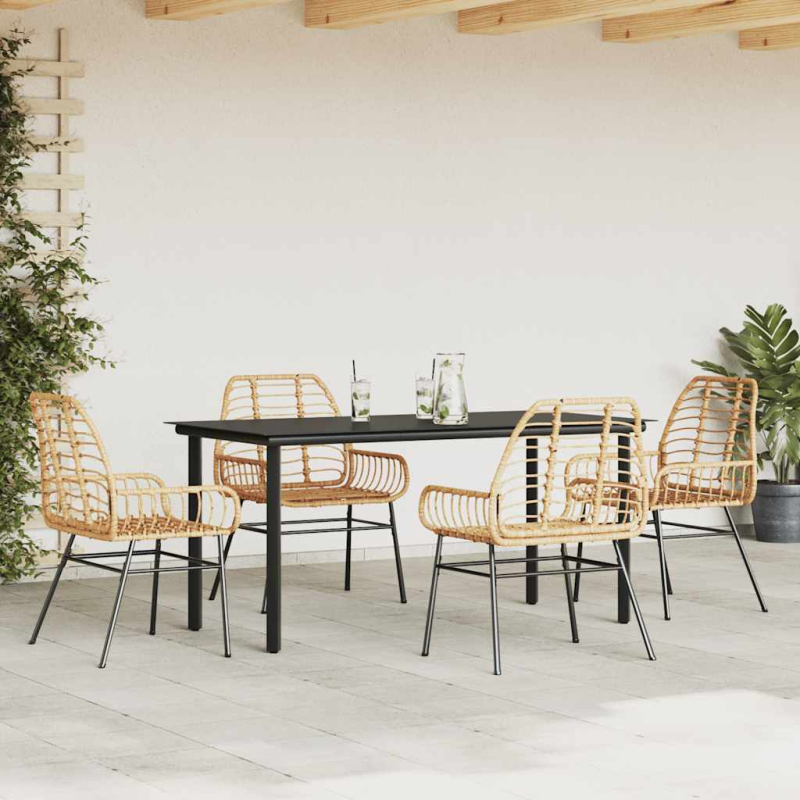 5-teiliges Garten-Esszimmerset Braunes Polyrattanglas