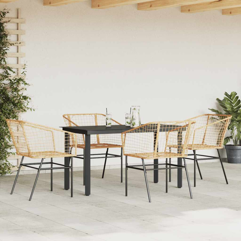 5-teiliges Garten-Esszimmerset Braunes Polyrattanglas