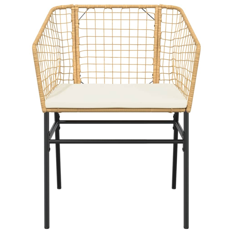 3-tlg. Garten-Essgruppe mit Kissen Braun Poly Rattan Glas