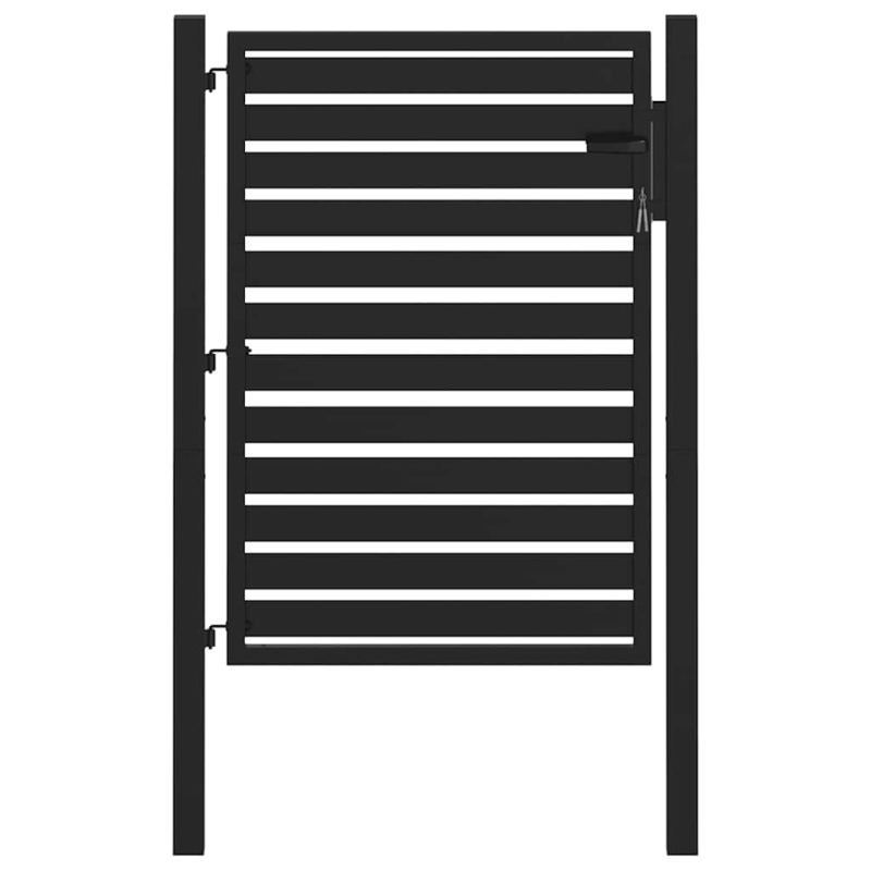 Gartentor Abschließbar Schwarz 100x120 cm Aluminium