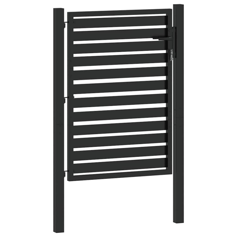 Gartentor Abschließbar Schwarz 100x120 cm Aluminium
