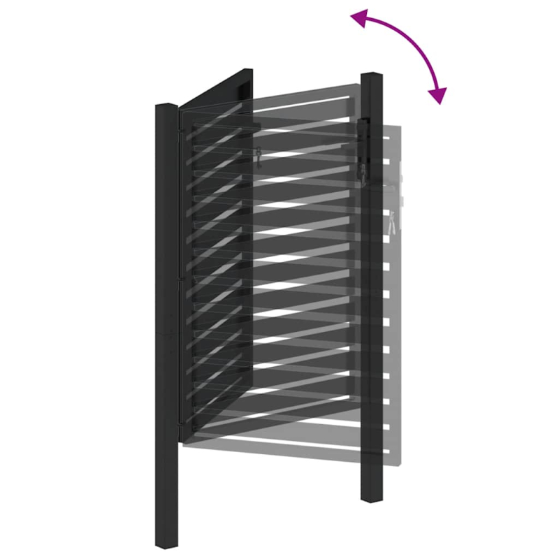 Gartentor Abschließbar Schwarz 100x120 cm Aluminium