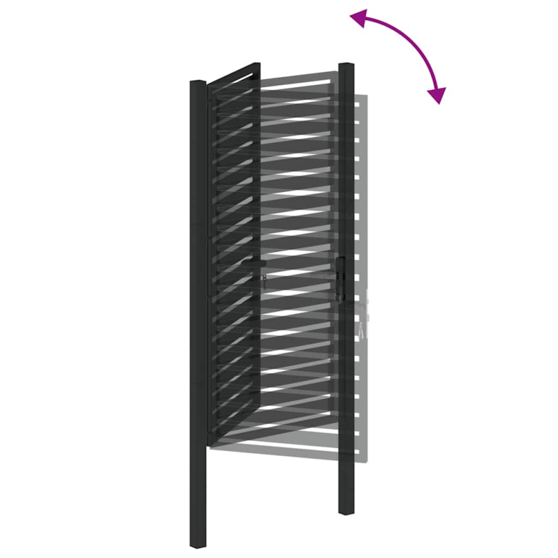 Gartentor Abschließbar Schwarz 100x180 cm Aluminium