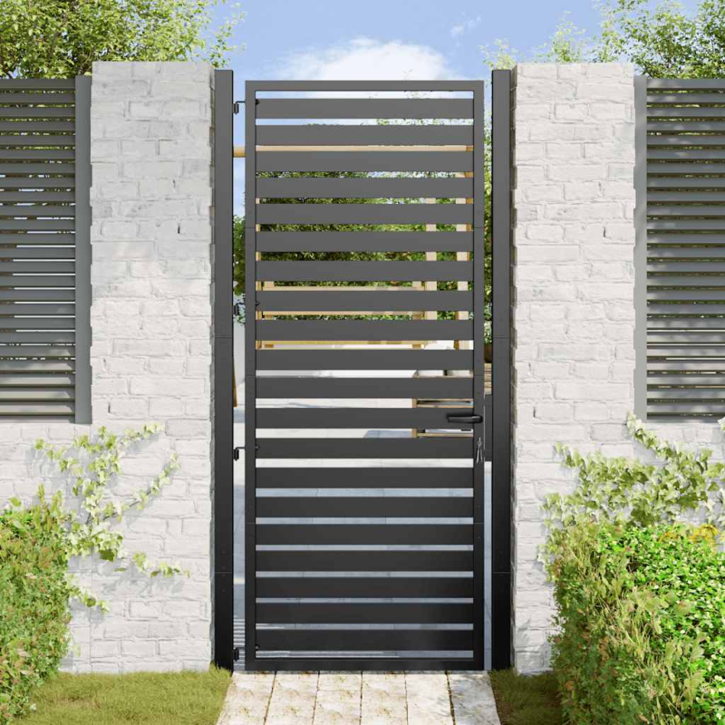 Gartentor Abschließbar Schwarz 100x200 cm Aluminium