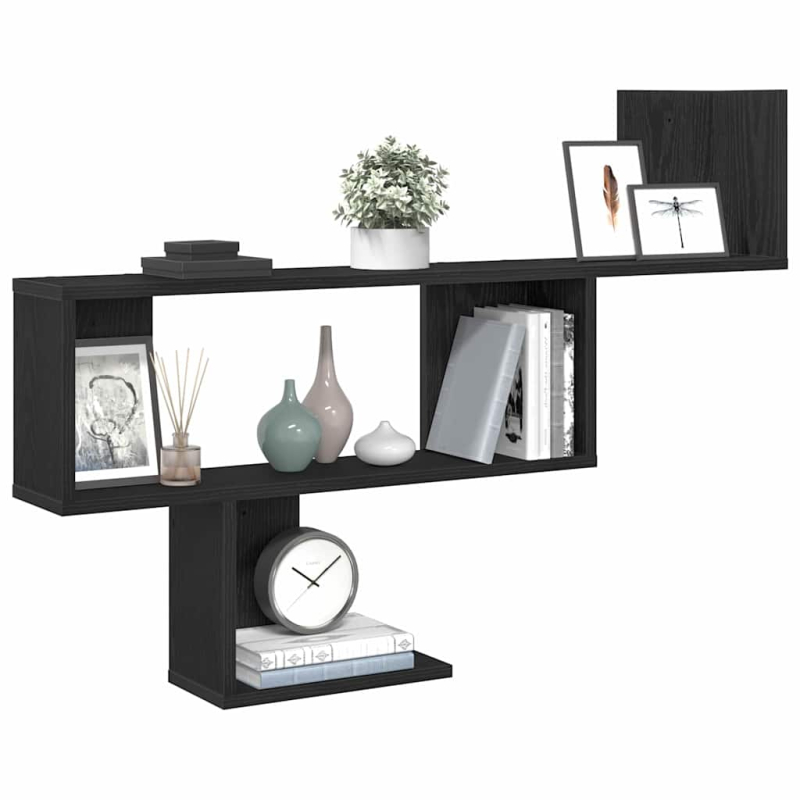 Wandregal Schwarz Eichen-Optik 100x15x70 cm Holzwerkstoff