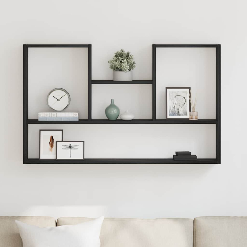 Wandregal Schwarz Eichen-Optik 99x15x60 cm Holzwerkstoff