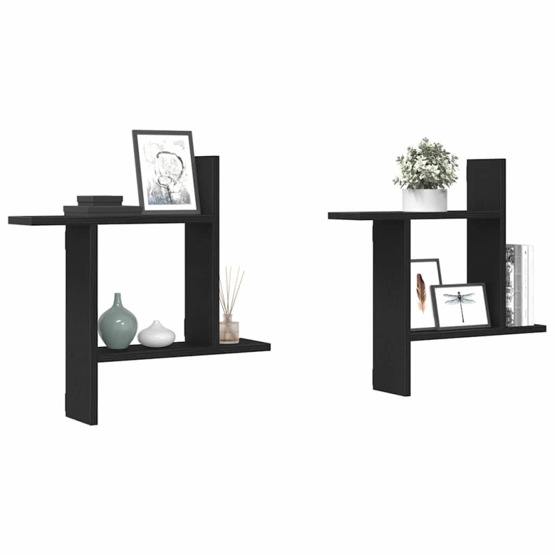 Wandregale 2 Stk. Schwarz Eichen-Optik 50x12x50cm Holzwerkstoff