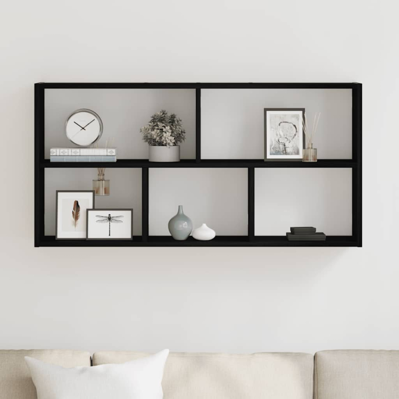 Wandregal Schwarz Eichen-Optik 100x25x50 cm Holzwerkstoff