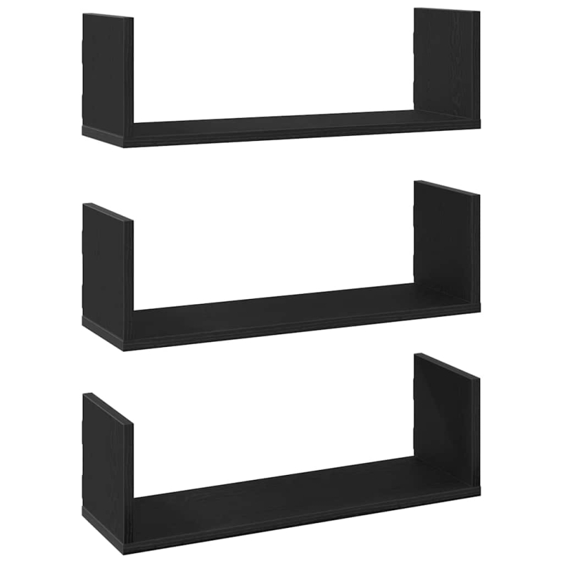 Wandregale 3 Stk. Schwarz Eichen-Optik 58x18x18cm Holzwerkstoff