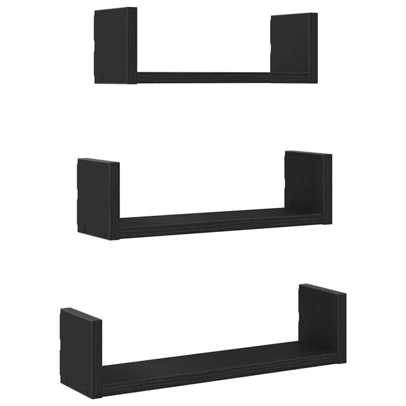 Wandregale 3 Stk. Schwarz Eichen-Optik Holzwerkstoff