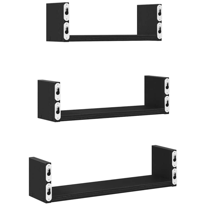 Wandregale 3 Stk. Schwarz Eichen-Optik Holzwerkstoff